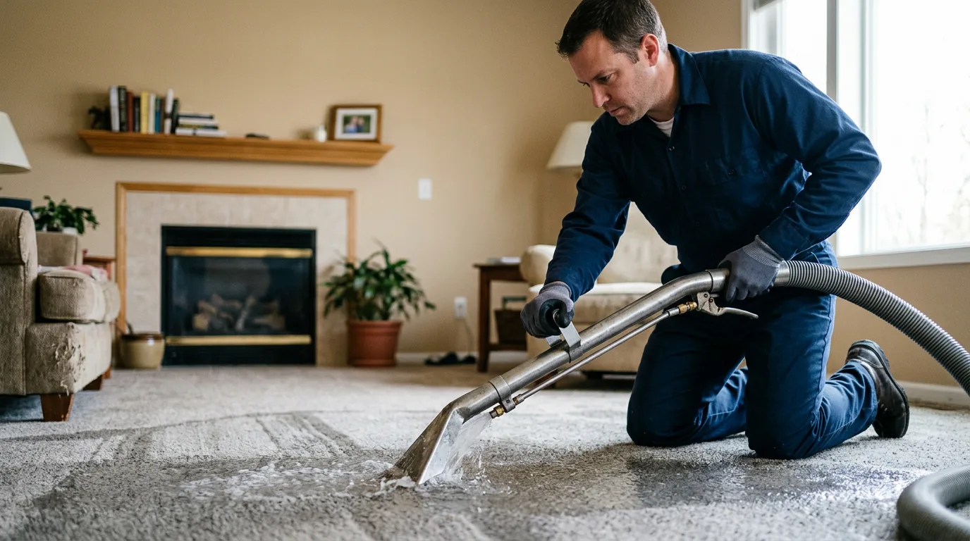 Water damage restoration technician working near Eureka, MO